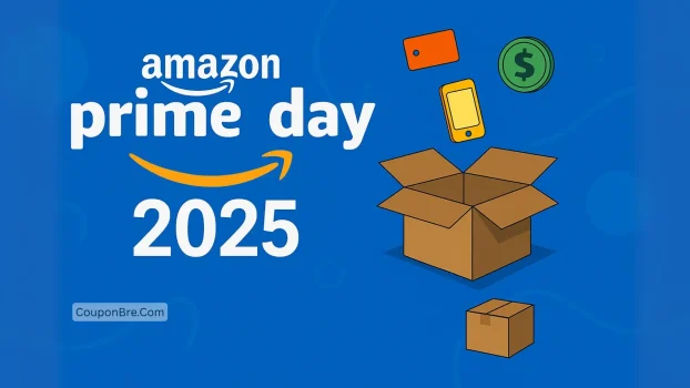 Amazon Prime Day 2025 announcement with boxes and icons.